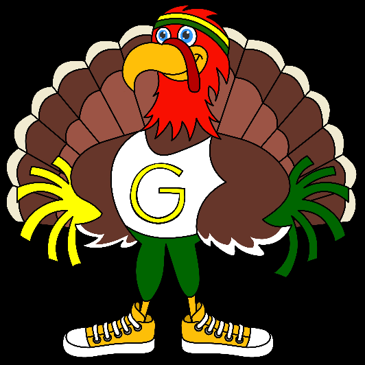 graphic of running turkey/eagle mascot