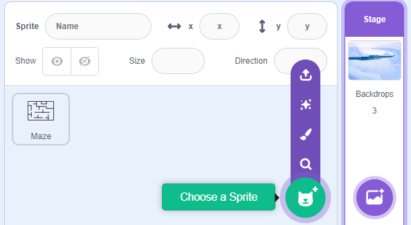 choose a sprite button