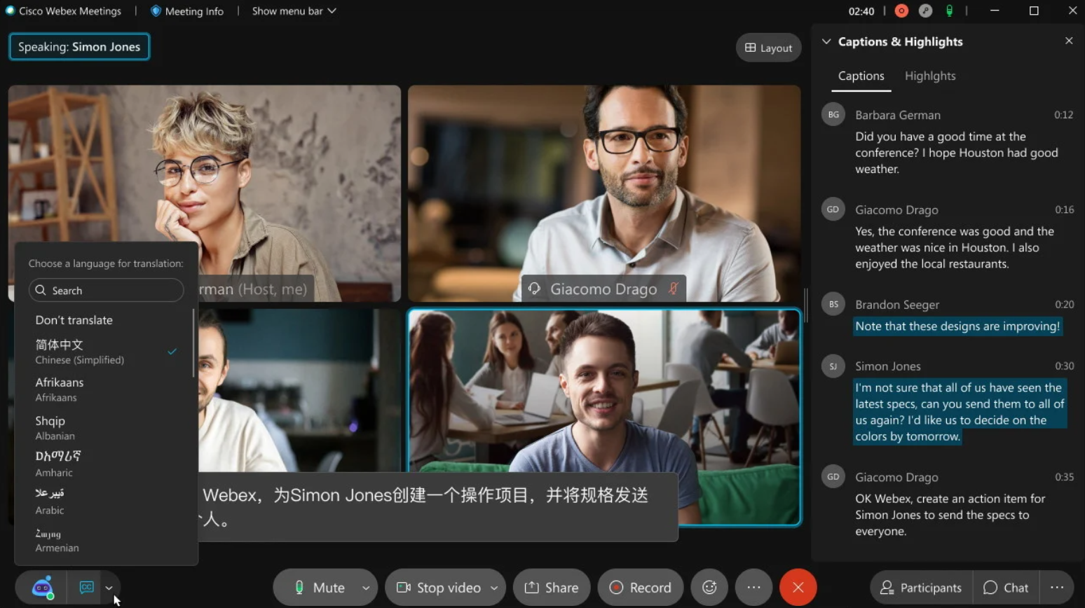 Cisco Webex Meetings (En iyi kurumsal güvenlik ve yapay zeka destekli video konferans aracı)