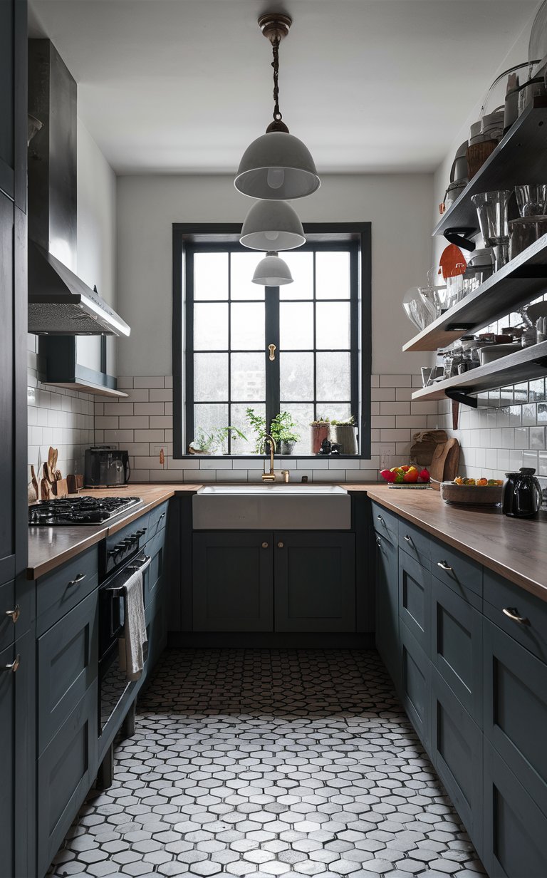  Dark grout with subway tiles gives a more industrial and modern feel, perfect for those who want a little extra edge in their small kitchen. This style is both timeless and trendy.