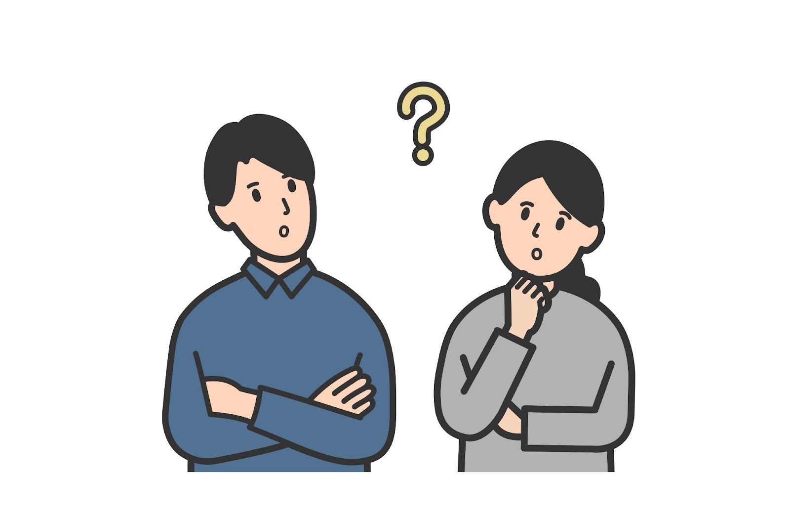 悩んでいる男女