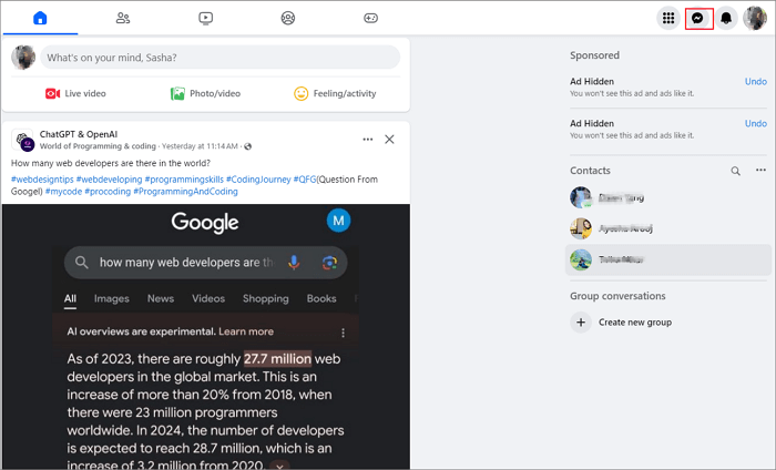 go to facebook messenger first