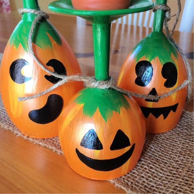 DIY Pumpkin Wine Glasses