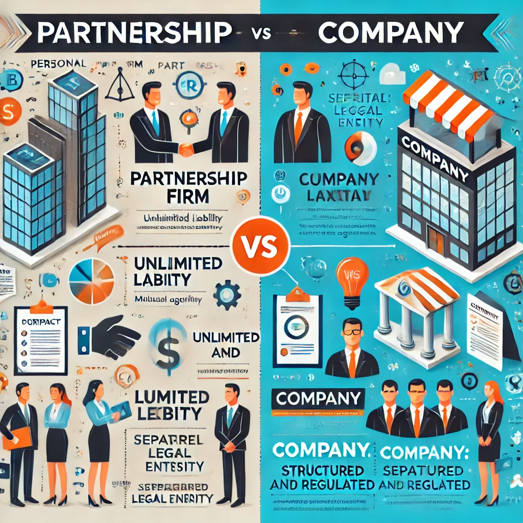 difference between partnership firm and company