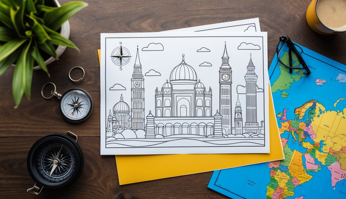 Travel coloring book