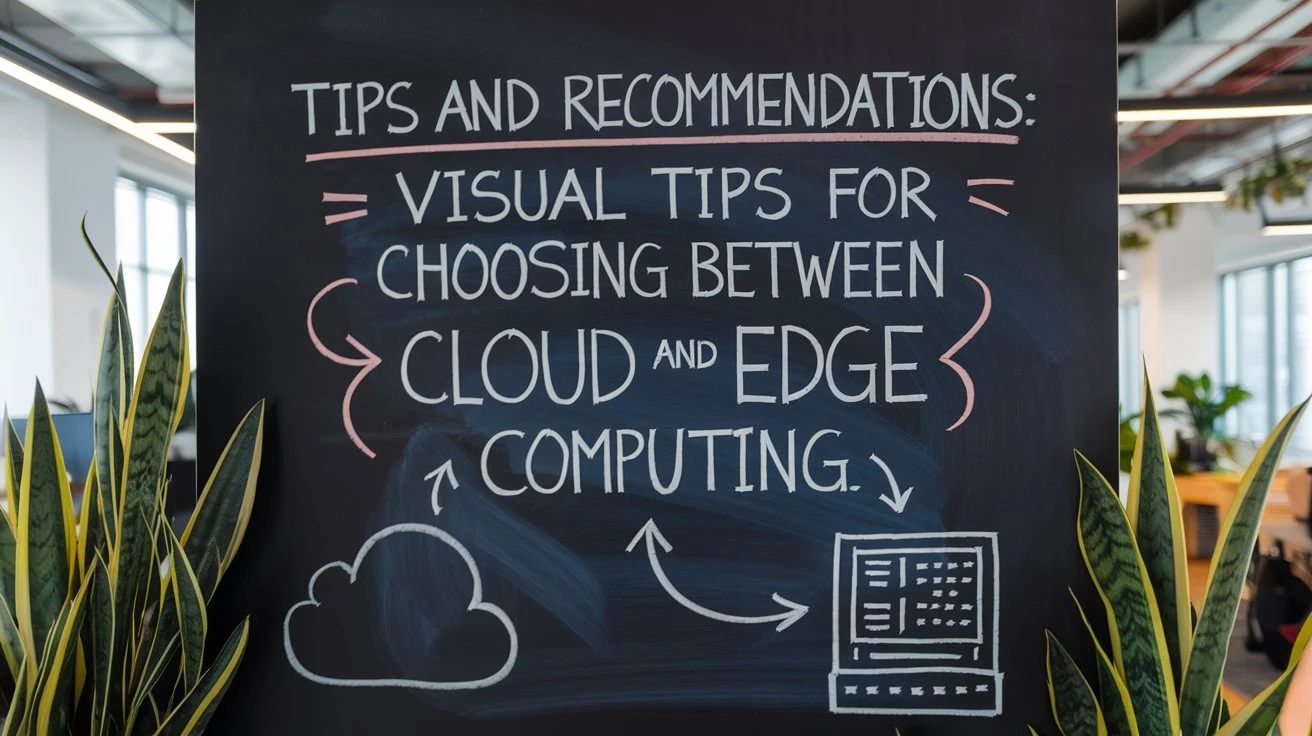 Tips and Recommendations: Visual tips for choosing between cloud and edge computing.