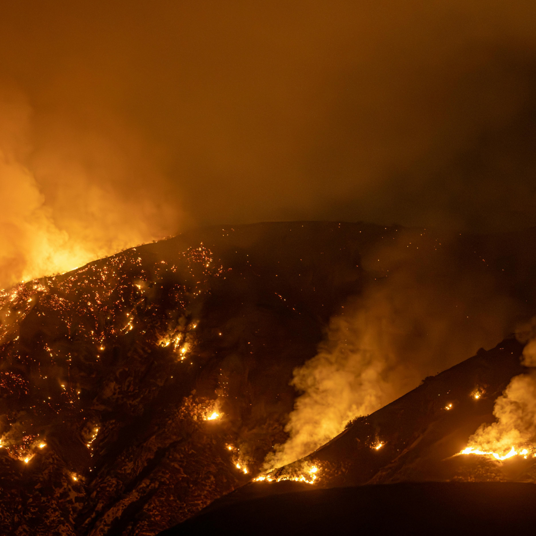 California mountain on fire, Eaton fires