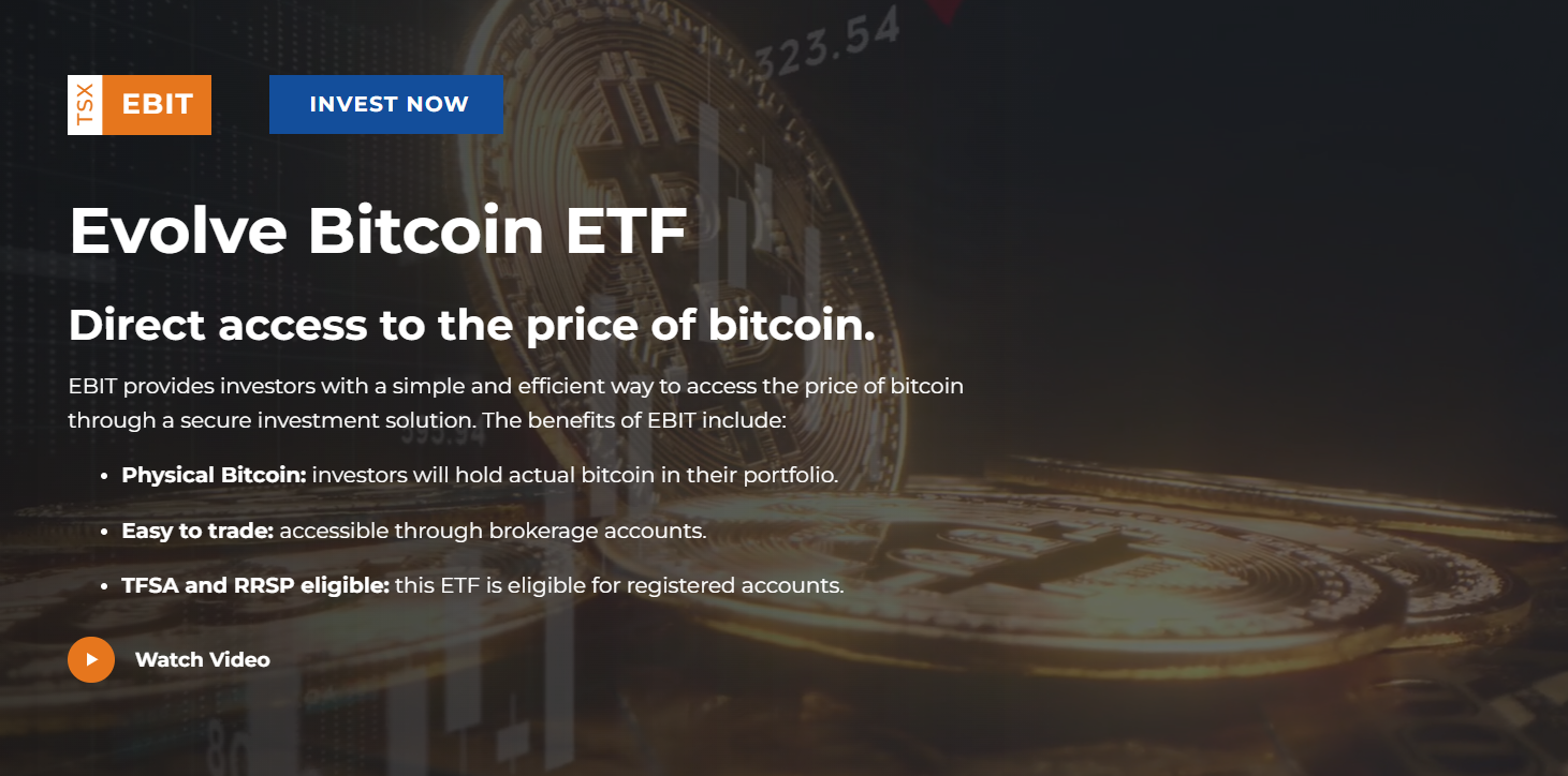 best crypto ETFs in Canada - Evolve Bitcoin ETF