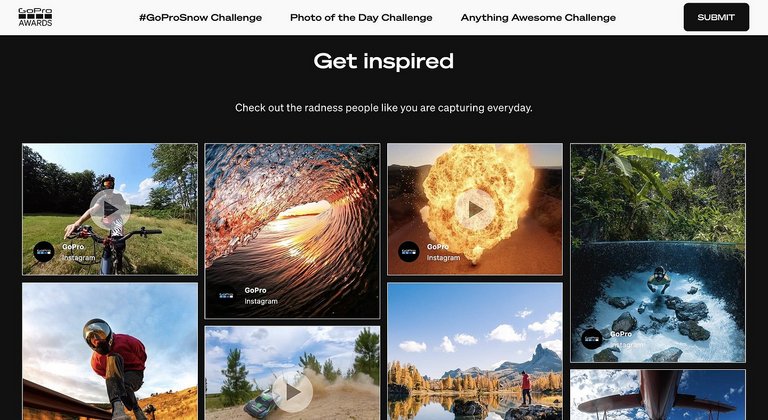 Instagram feed on the GoPro Awards page