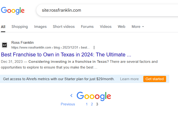 Google has indexed only 21 pages on the website,