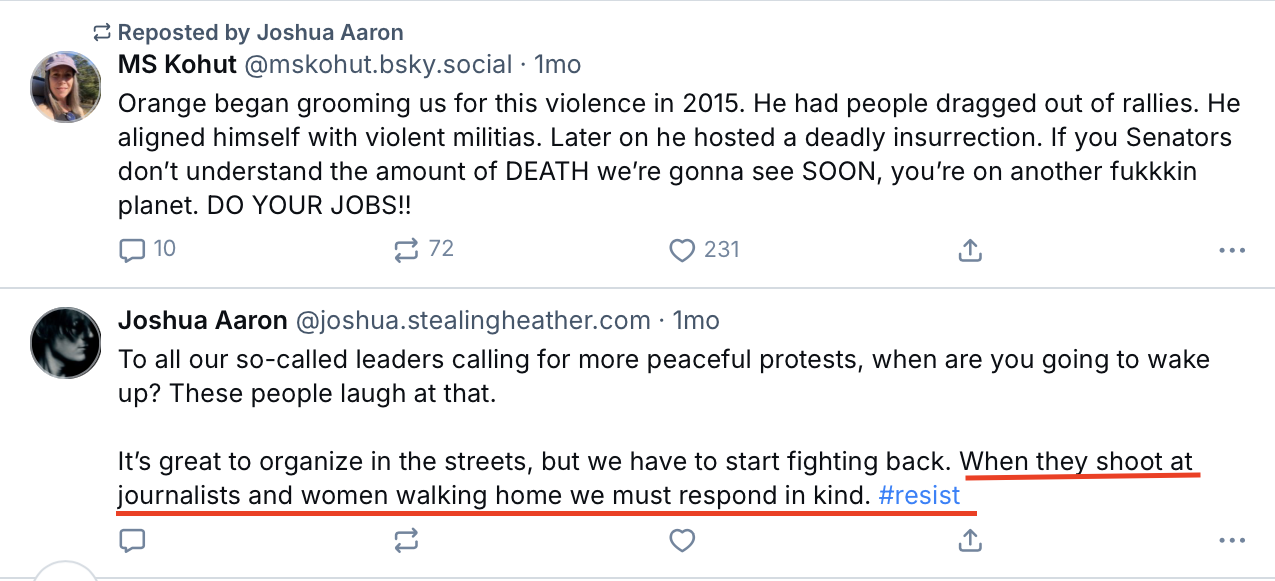 Post Encouraging Violence Against ICE Agents