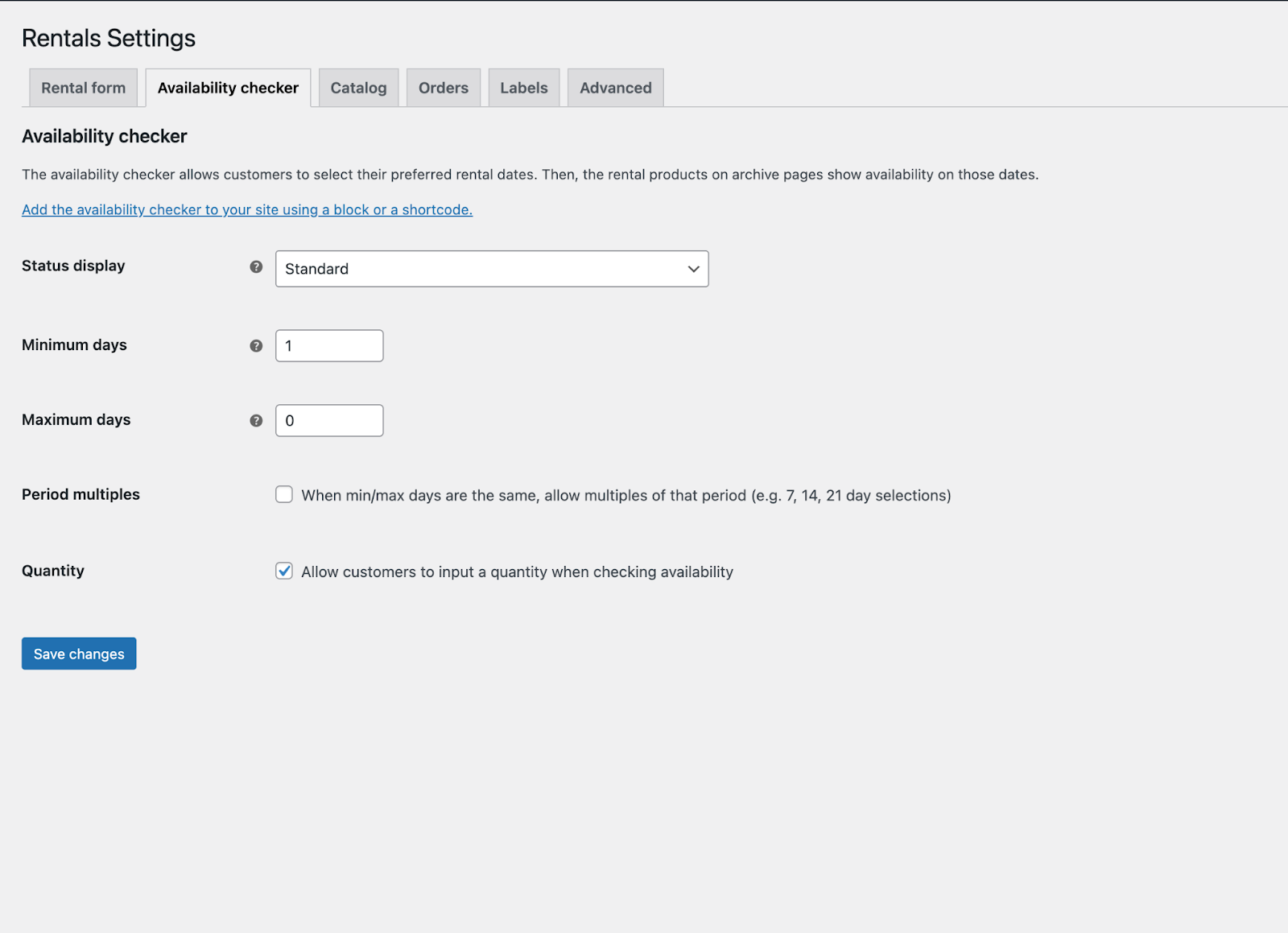 Configuring settings for the availability checker