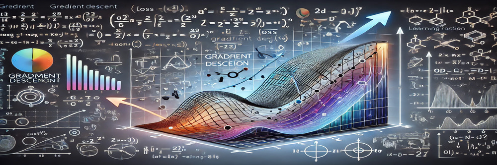 Mathematical formula and graph of gradient descent.