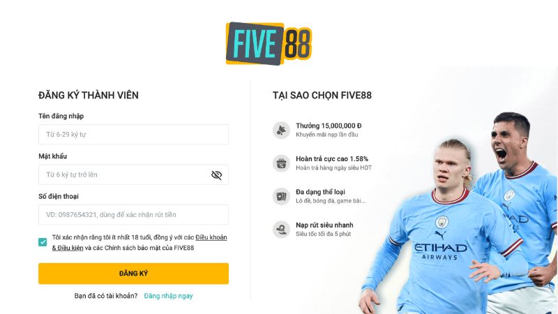 Hướng dẫn đăng ký tài khoản Five88