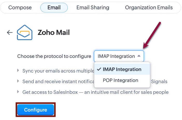 Allow IMAP in Zoho Mail