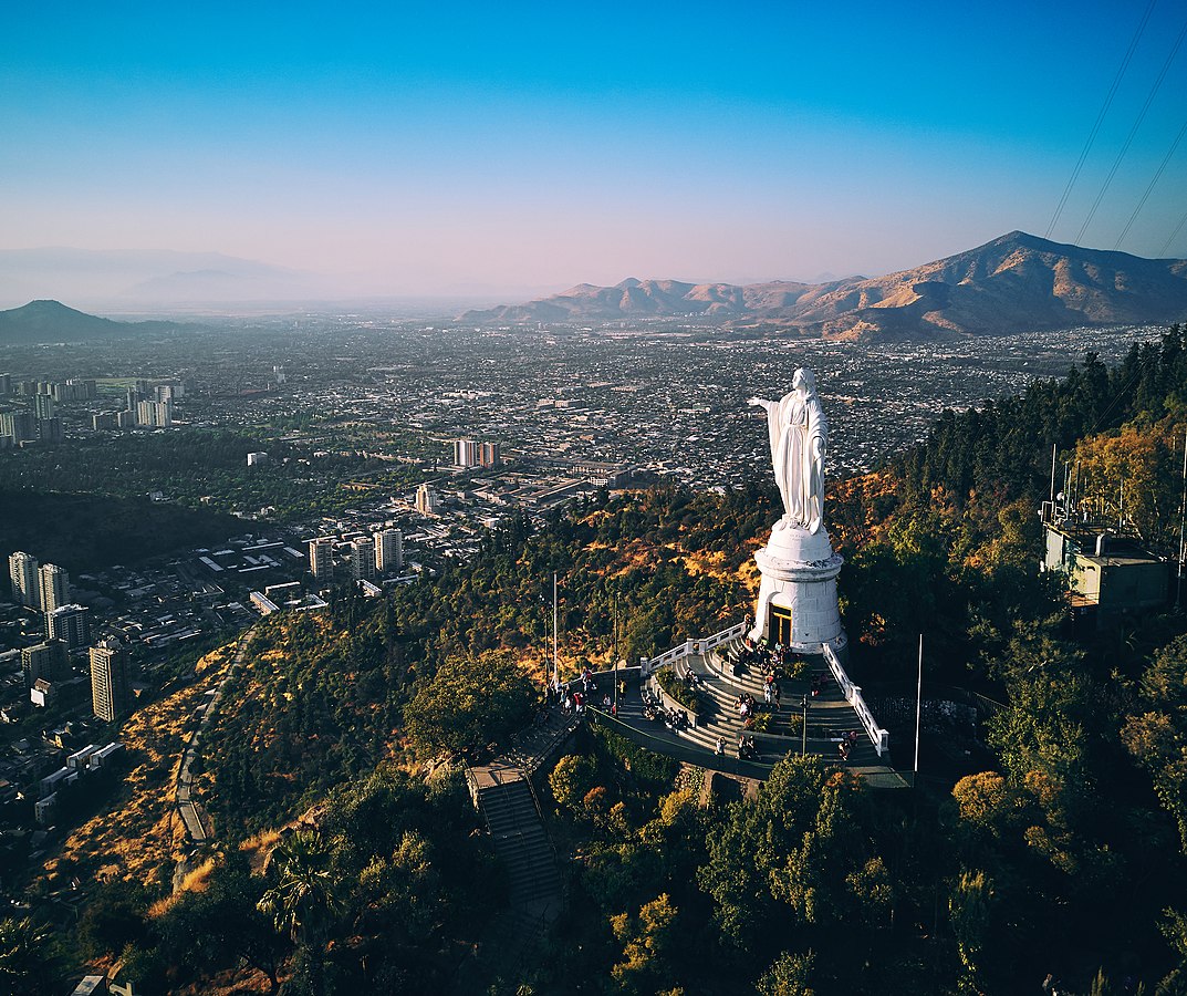 A white statue with a view from above.