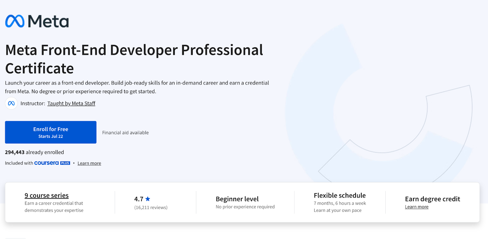 Meta Front-End Developer Professional Certificate course