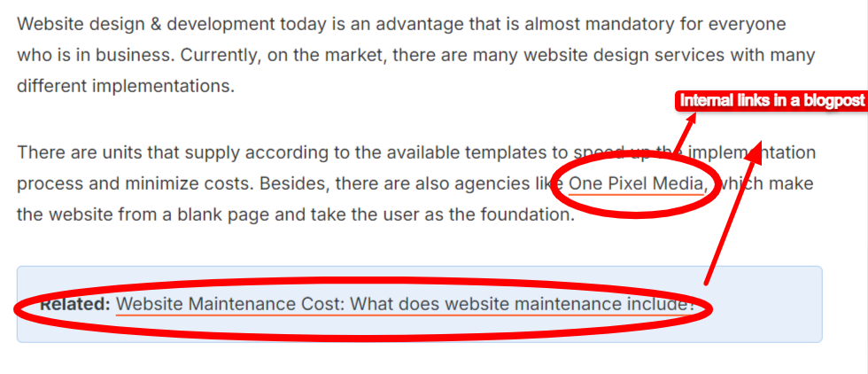 5. Add Internal Links to Promote Inner Pages 