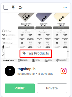 tag products to add instagram feed on wbflow website