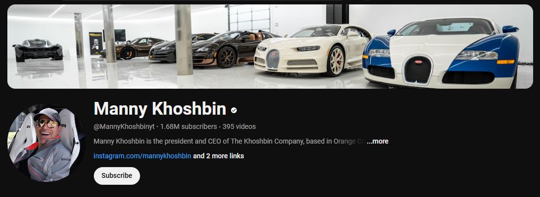 Manny Khoshbin social media and youtube