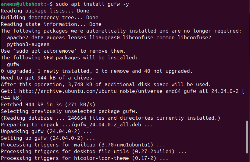 installing gufw using terminal