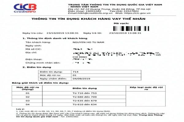 Kiểm tra nợ xấu 24/7 thông qua trang web CIC