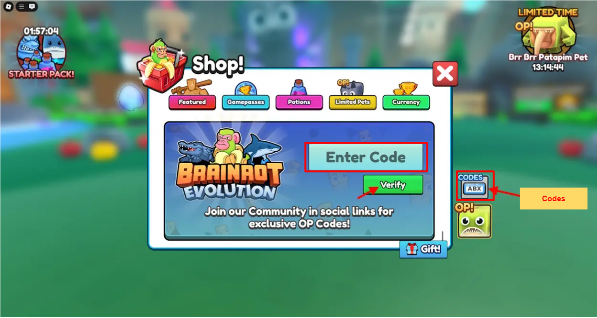 Brainrot Evolution แจก Giftcode อัปเดตเรื่อยๆ ไอเทมเพียบ!! พร้อมวิธีกรอก