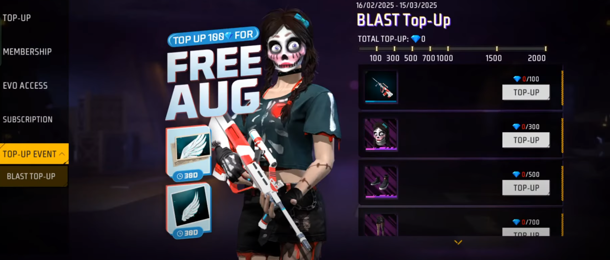 Free Fire February 2025 Top-Up Event: How to Get AUG Aqua Blast & Chill Bones Bundle for Free