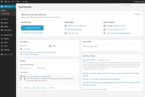 Dashboard screen – Documentation – WordPress.org