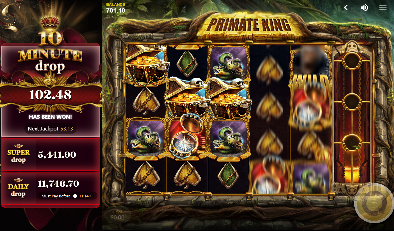 Primate King Megaways slot gameplay