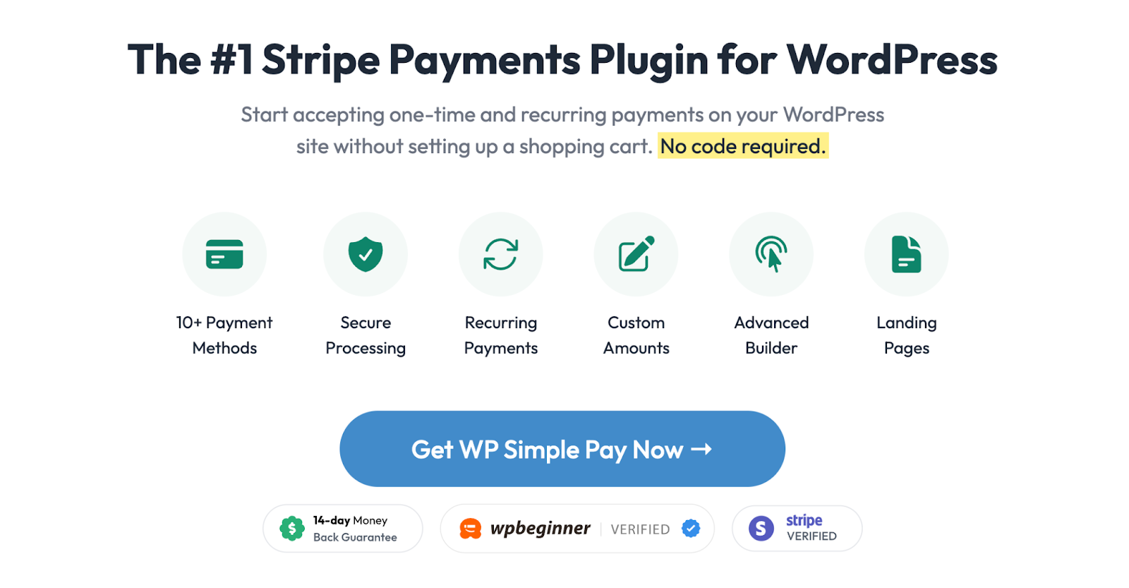 WP Simple Pay landing page