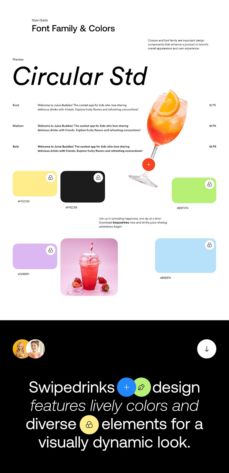 Image from the Swipe Drinks: A Kid-Friendly UI UX Design Case Study article on Abduzeedo