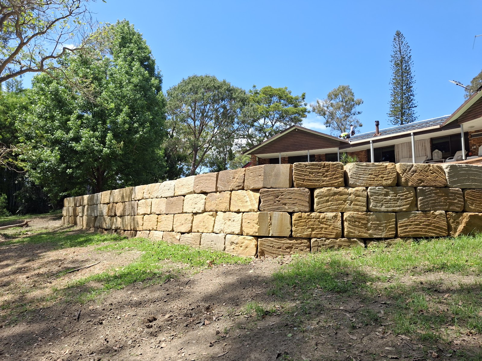 Sandstone retaining wall and steps