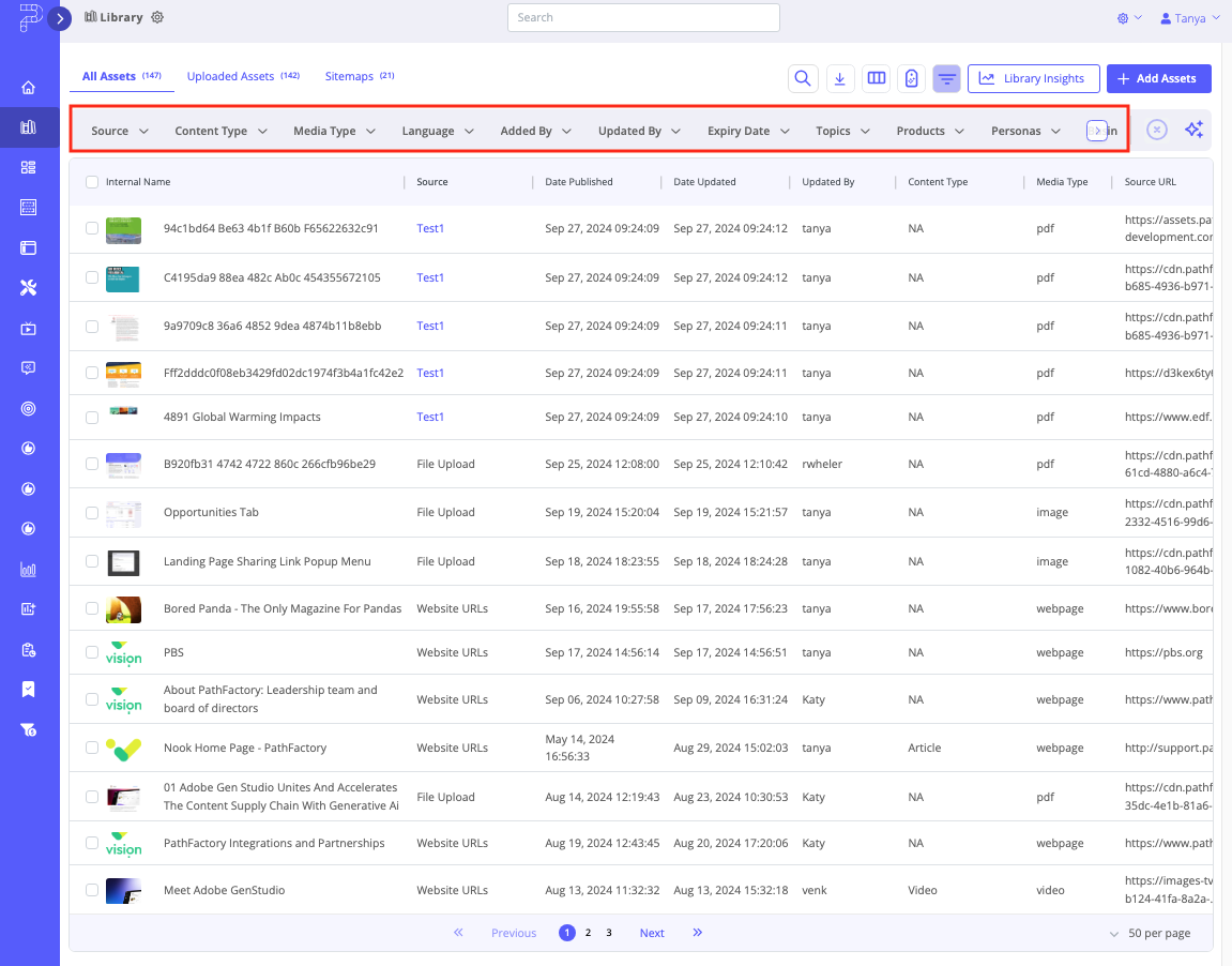 Content Library Filters