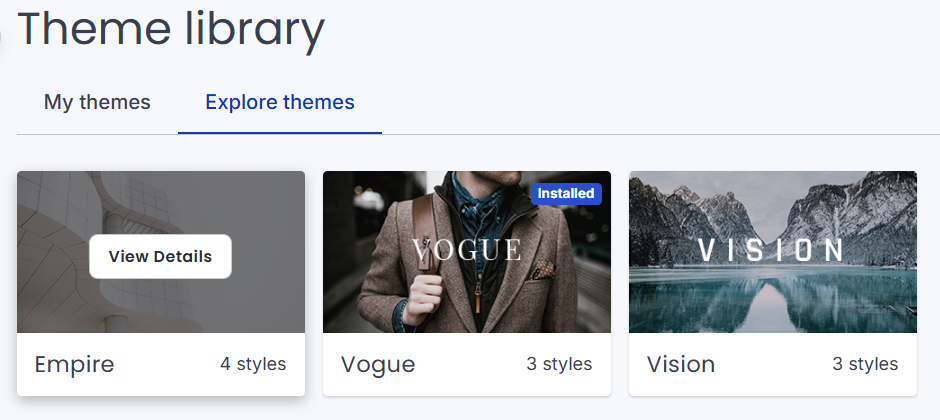 Thinkific's website themes