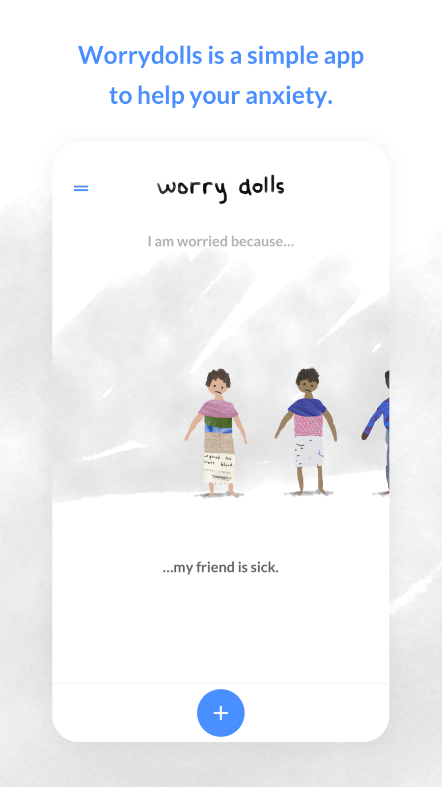 screenshot of worry dolls app