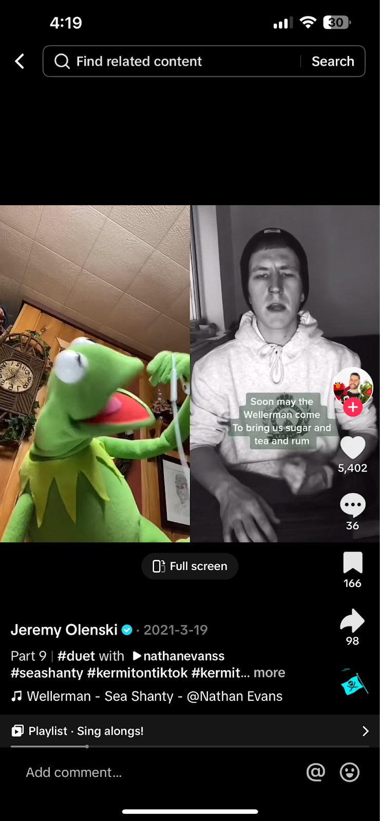 Screenshot of TikTok collab video