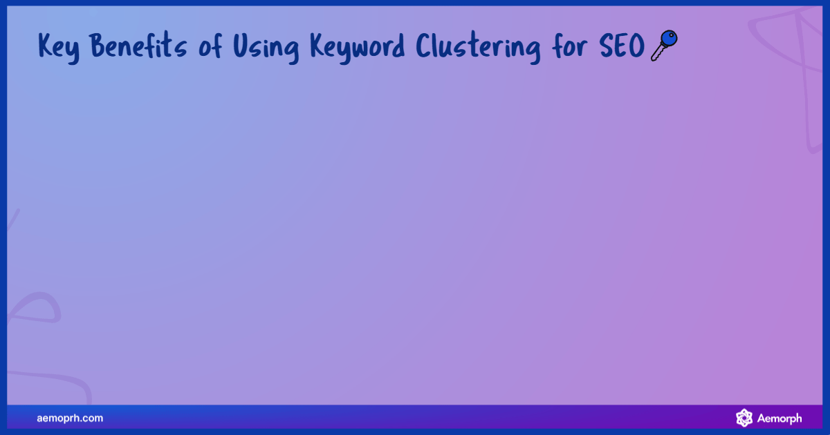 Icons representing the benefits of keyword clustering in SEO