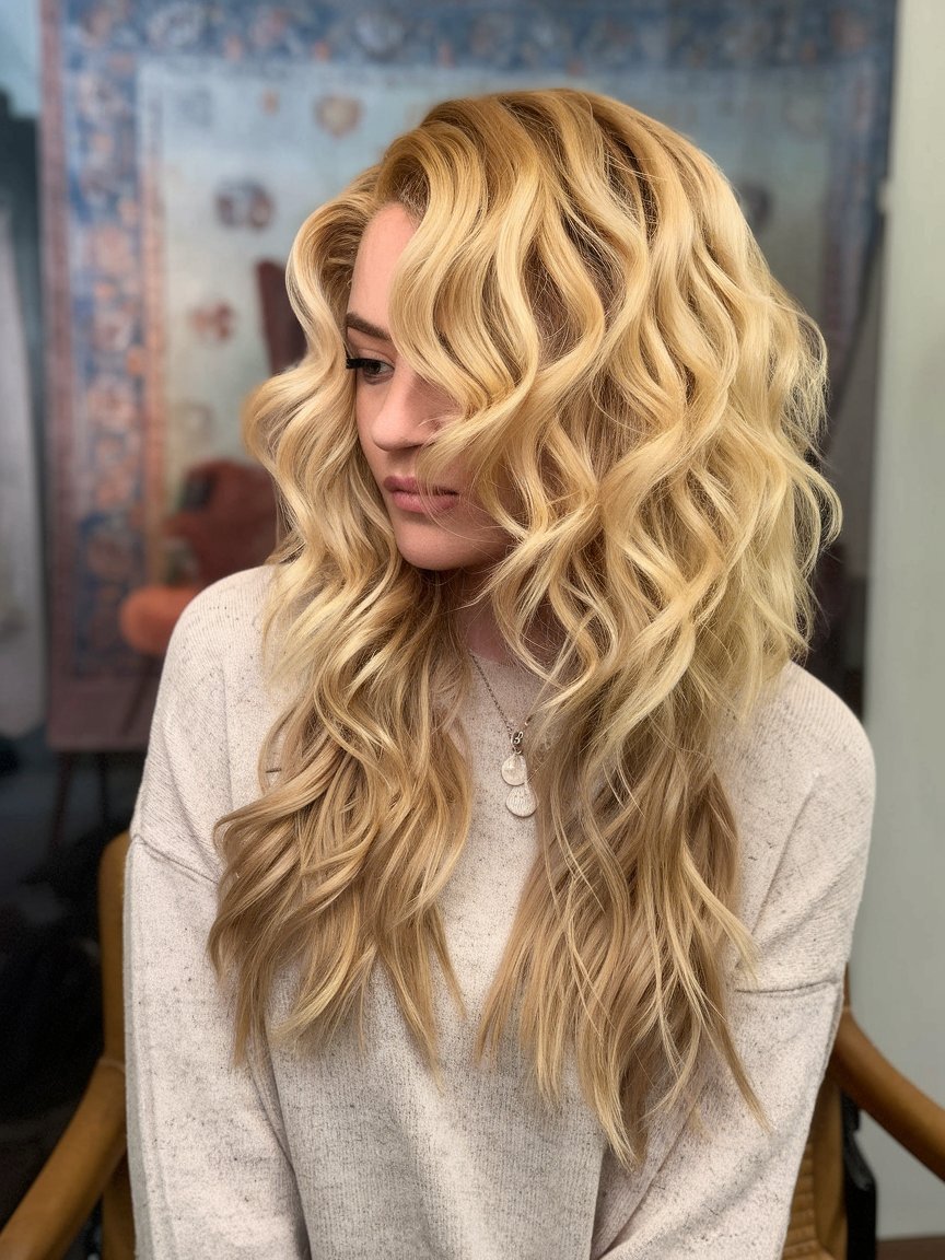 10. Golden Blonde Loose Curls