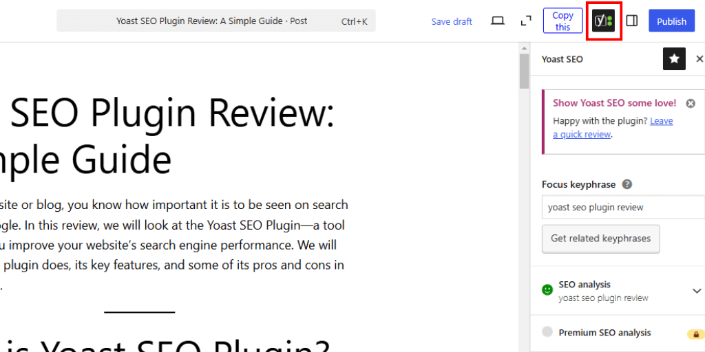 Yoast SEO Perfect Score Example