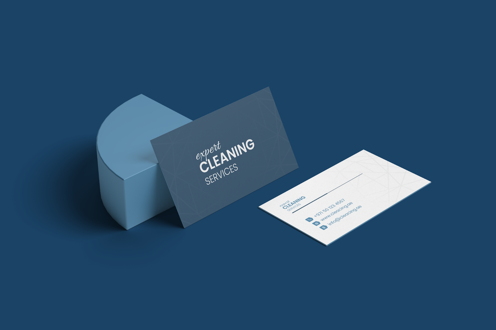 Custom business card for a Dubai cleaning service with a QR code booking link.