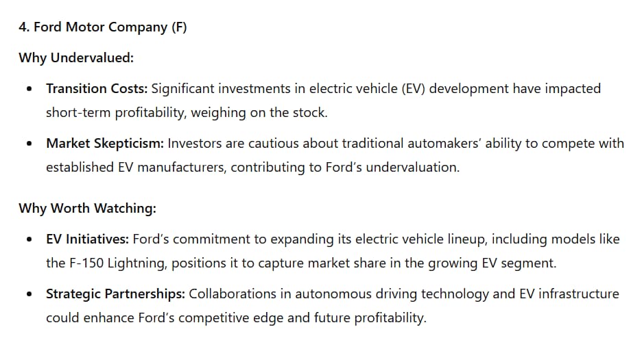 ChatGPT recommends F stock