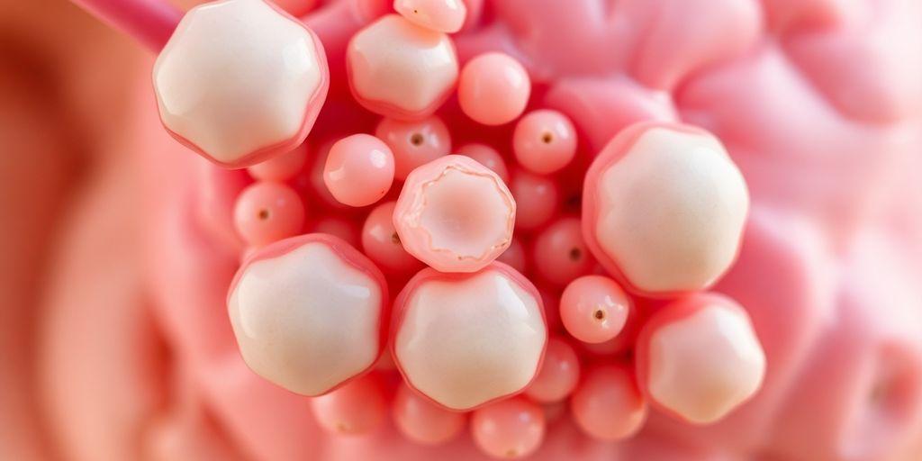 Close-up of healthy ovaries with developing follicles.