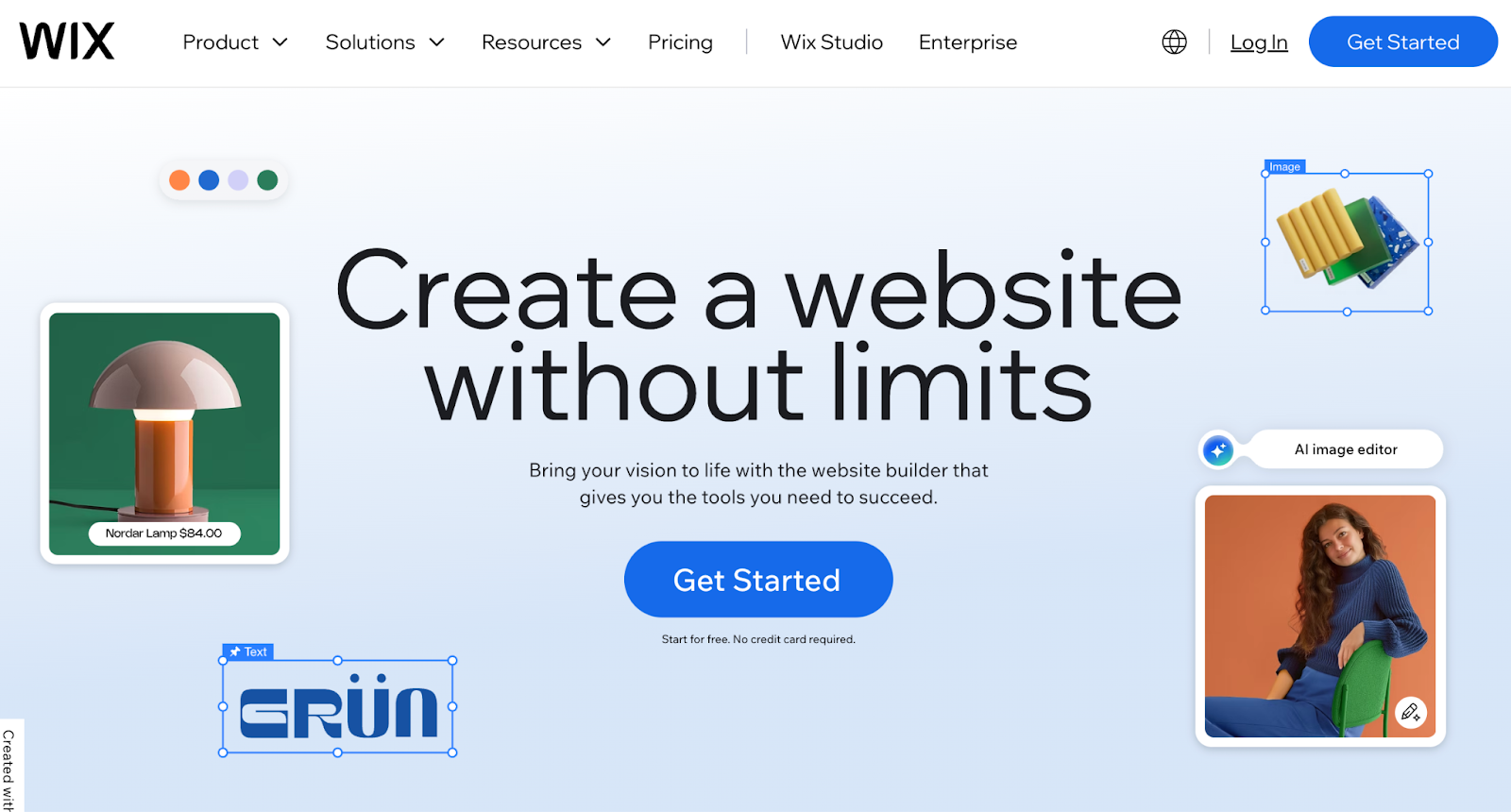 image of wix landing page