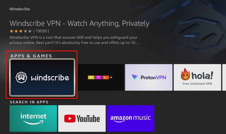 Windscribe VPN for Firestick