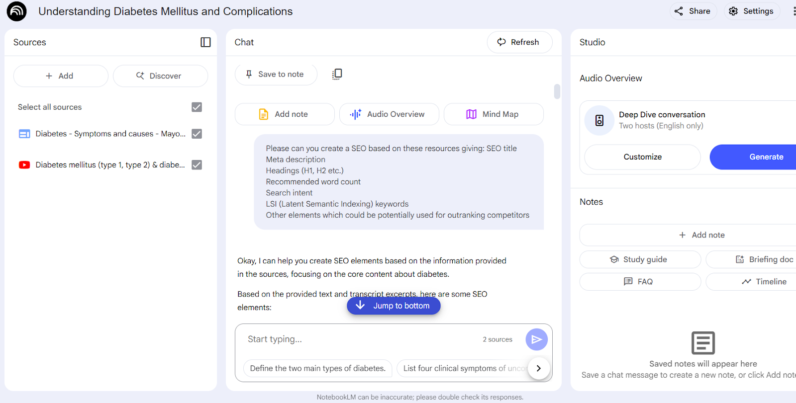 creating seo content outlines with notebooklm