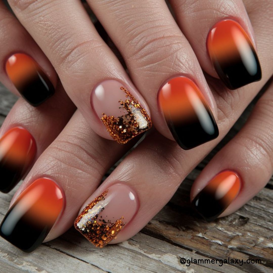 Bold Fall Nail Art Designs Having Dramatic Ombre Designs
