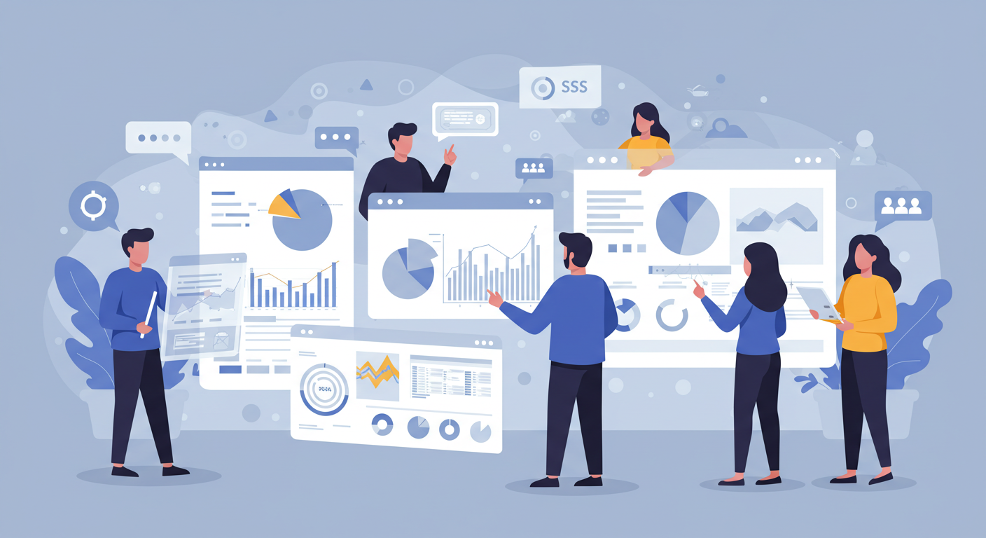 Diverse team of QA professionals collaborating on test case planning and reviewing real-time results on a virtual dashboard.