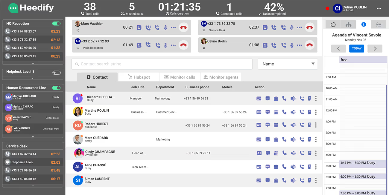 Heedify attendant console for Microsoft Teams