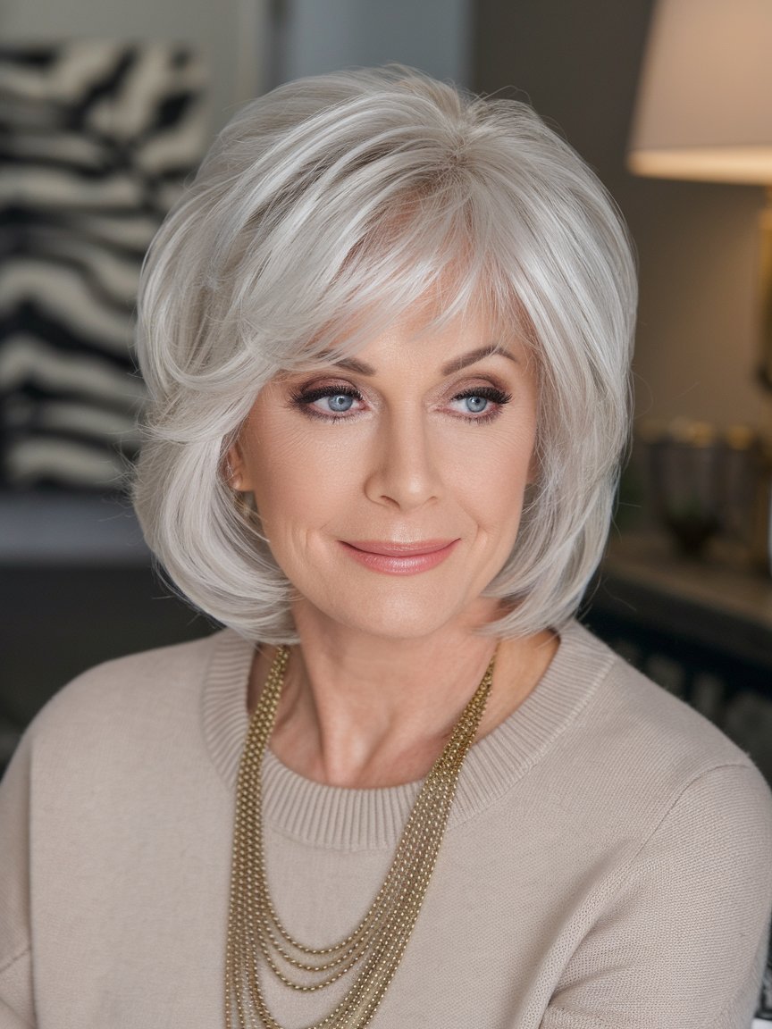 21. Silver Fox Layered Bob